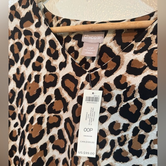Chicos Leopard Print Tunic Size 00- XS - Picture 3 of 5